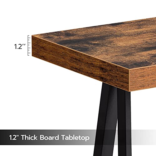 Console Table for Entryway, 63" Industrial Entryway Table, 2-Tier Extra Long Sofa Table Behind Couch, X-Shaped Support, for Entryway, Hallway, Living Room, Rustic Brown CTHR4801Z
