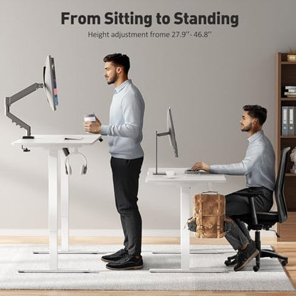 63 x 28 Inch Electric Standing Desk Adjustable Height, Sit Stand Desk, Stand up Desk for Home Office, Computer Workstation (Spliced Desktop,White)