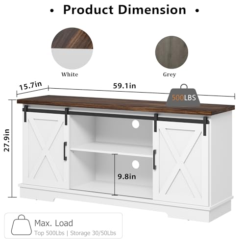 Farmhouse TV Stand and Entertainment Center for TV Up to 65 Inches, view 4