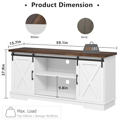 Farmhouse TV Stand and Entertainment Center for TV Up to 65 Inches, view 4