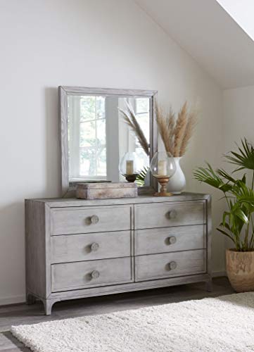 Solid Wood Mirror, Boho Chic - Washed White, 40" H x 39" W x 2" D