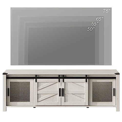 Farmhouse TV Stand for 75" TV, Antique White, view 5