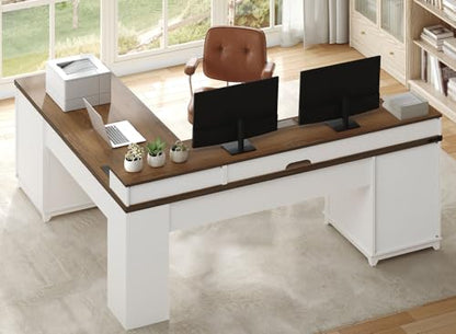 Farmhouse 69" Executive L Shaped Desk with Drawer, view 7