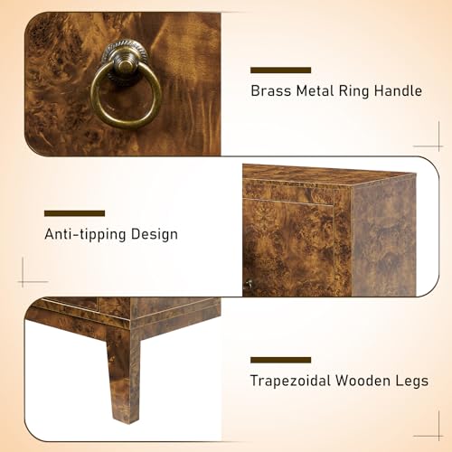60" Glossy Burl Wood Sideboard Buffet with Storage, view 6