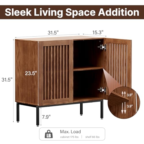 Storage Cabinet, Modern Coffee Bar with Adjustable Shelf and Metal Base, view 3