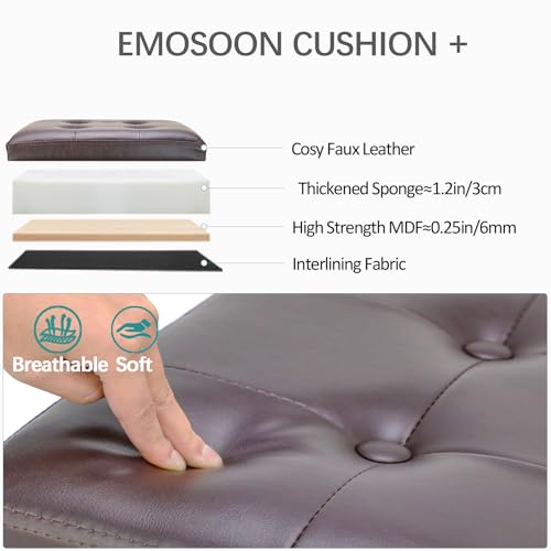 18 Inches Cube Storage Ottoman, Faux Leather Collapsible Square Folding Ottoman Furniture with Storage for Living Room Bedroom, Foot Rest Foot Stool with Legs, Brown 18x18x18 Inches