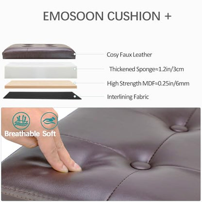 18 Inches Cube Storage Ottoman, Faux Leather Collapsible Square Folding Ottoman Furniture with Storage for Living Room Bedroom, Foot Rest Foot Stool with Legs, Brown 18x18x18 Inches