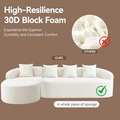 105.5" Boneless Curved Couch, L Shaped 4-Seater Cloud Couch with Deep Seat Chaise, Oversized Curved Sofa, Chenille Modular Sectional Couches for Living Room, No Assembly, Beige