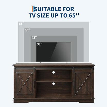 Farmhouse TV Stand for TVs up to 65 inches, Brown, view 8