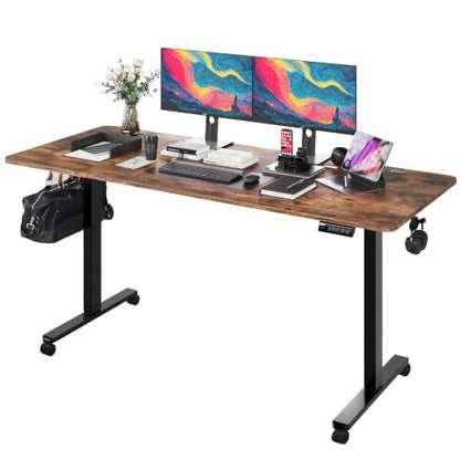 Large Electric Standing Desk 71“x31.5“ Height Adjustable,Brown, view 3