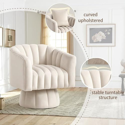 YSICK Swivel Accent Chair,360°Swivel Barrel Chairs, Mid-Century Chair with Wide Upholstered, Modern Velvet Fabric, Round Armchair for Living Room, Lounge, Bedroom