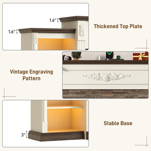 85" Electric Fireplace with Mantel, Antique White, view 6