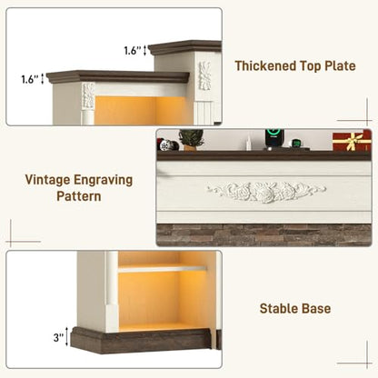 85" Electric Fireplace with Mantel, Antique White, view 6