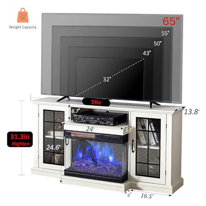 3-Sided Glass Fireplace TV Stand for TVs up to 65'' with 12 Color, view 3