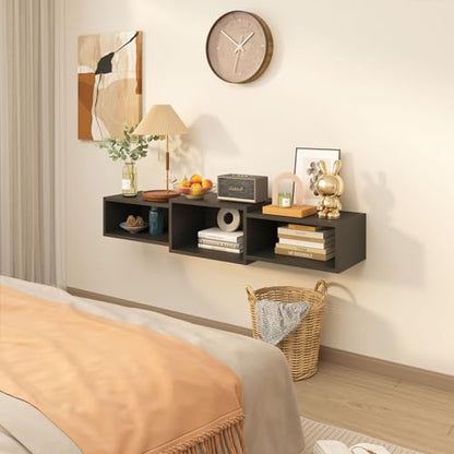 Floating TV Stand Wall Mounted with Power Outlet, view 6