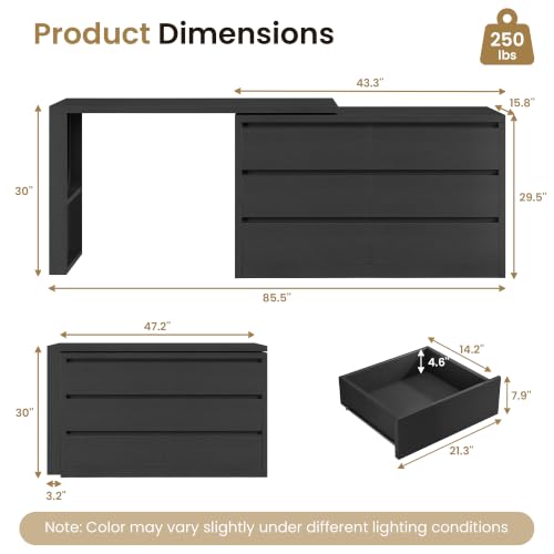 6 Drawer Double Dresser for Bedroom, L Shaped Modern Simply Chest of Drawers, view 3