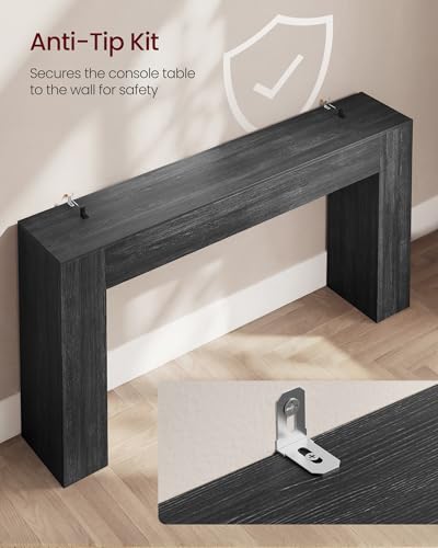 VASAGLE Entryway Table, Thick Tabletop Console Table, Farmhouse | Long Console Table, for Hallway, Behind the Couch, Charcoal Gray, ULNT147BA01S