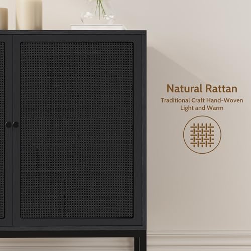 63“ W Black Rattan Cabinet, view 4
