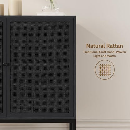 63“ W Black Rattan Cabinet, view 4