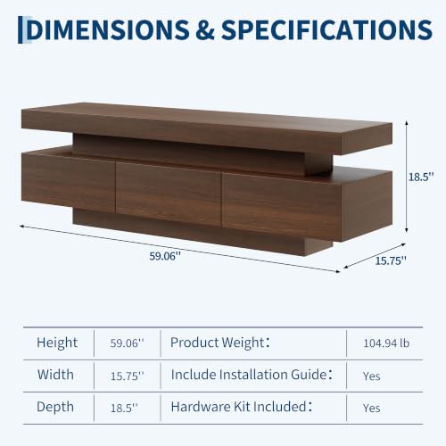 60" TV Stand for 65 Inch TV with Storage Drawer & Open Shelves, view 4