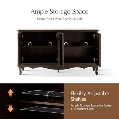 Transitional Solid Wood Sideboard with Adjustable Shelves, view 4