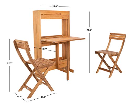 SAFAVIEH PAT7047A Outdoor Collection Barley Natural Flower Shelf 3-Piece Bistro Set