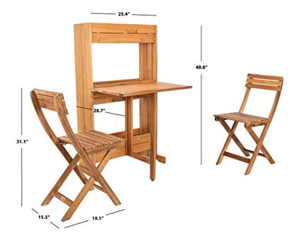 SAFAVIEH PAT7047A Outdoor Collection Barley Natural Flower Shelf 3-Piece Bistro Set