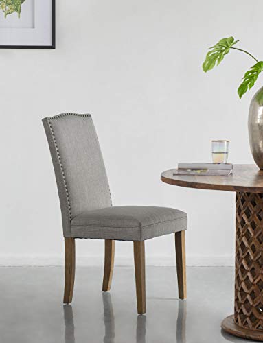A&B Home Furniture Dining Chairs Urban Style with Nailhead Trim for Dining Room Kitchen Living Room Set of 2 Smoky Gray