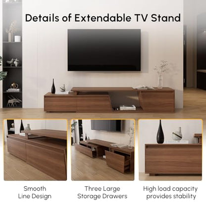 Extendable TV Stand, Walnut Media Console, view 5