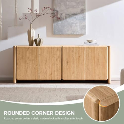 Modern TV Stand for TVs up to 65/70/75, Rounded Corner, Natural, view 5