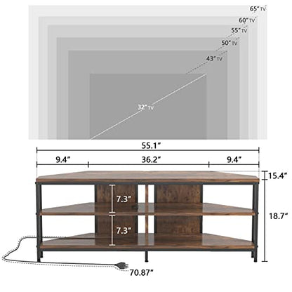 Corner TV Stand with Power Outlet, view 4