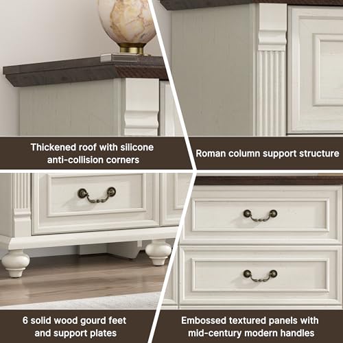 Farmhouse 9 Drawer Dresser for Bedroom with 6 Gourd Feet and Roman Column Decor, view 6