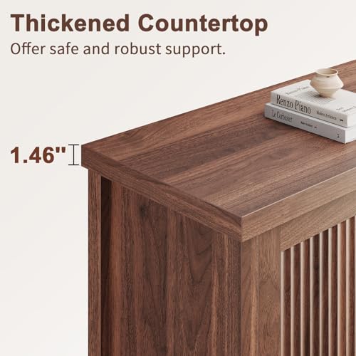 Fluted Sideboard Buffet Cabinet with Storage 55.59",Walnut, view 6