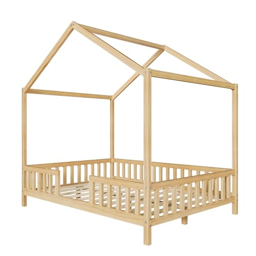 Full Size Montessori Toddler Floor Bed with Canopy and Roof, view 7