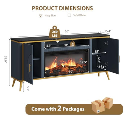 Fluted Fireplace TV Stand Up to 80" TVs, view 3