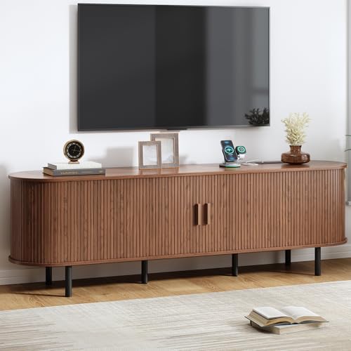 70.8" Mid Century Modern TV Stand with Sliding Doors for 65" TV, view 2
