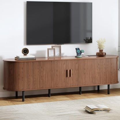 70.8" Mid Century Modern TV Stand with Sliding Doors for 65" TV, view 2