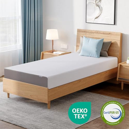 Plush Memory Foam Mattress, Breathable, 8 Inch, Full, White/Grey, 75 x 54 x 8 inches