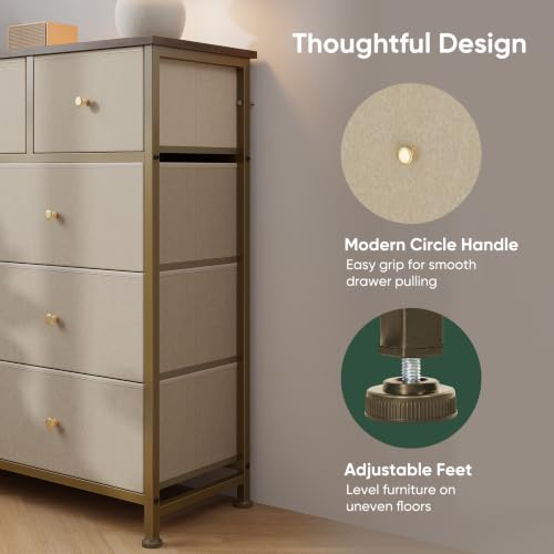 Dresser for Bedroom with 9 Drawers, Anti-Tip Fabric Storage Tower, view 6
