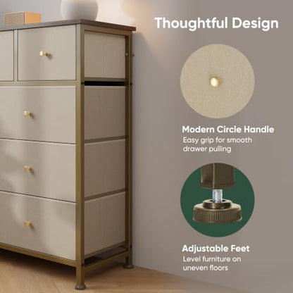 Dresser for Bedroom with 9 Drawers, Anti-Tip Fabric Storage Tower, view 6