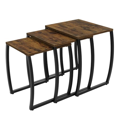 Nesting Tables, Vintage Side End Tables Living Room, Coffee Snack Table Set of 3, view 2