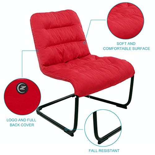 Durable Metal Modern Chair with Soft Comfortable Cushion, Red - Ideal for Bedrooms, Living Rooms, Dorms, Indoor Spaces, Accent and Lounging