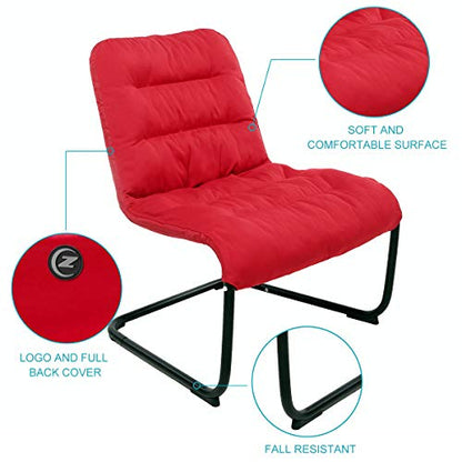 Durable Metal Modern Chair with Soft Comfortable Cushion, Red - Ideal for Bedrooms, Living Rooms, Dorms, Indoor Spaces, Accent and Lounging