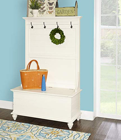 Powell Furniture Hall Tree, White, 40.1/2" x 18" x 64"