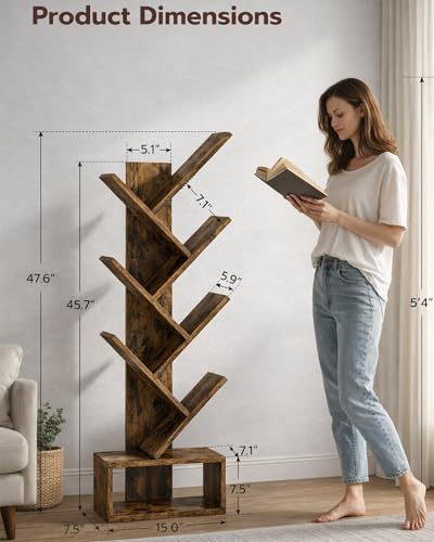 6 Tier Tree Book shelf, Small Bookcase and Small Bookshelf for Small Spaces, view 3