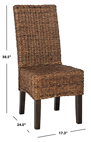 SAFAVIEH Furniture - Avita Rattan Dining Chair Set of 2 - Brown - Rattan - Coastal Woven Design - Ideal for Dining Room, Kitchen, 18.5" Seat Height (SEA8012B-SET2)