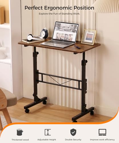 Standing Desk Adjustable Height, Mobile Stand Up Desk with Wheels, view 3