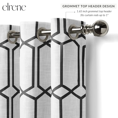 Kaiden Geometric Room Darkening Window Curtain, Black - 52" W x 84" L