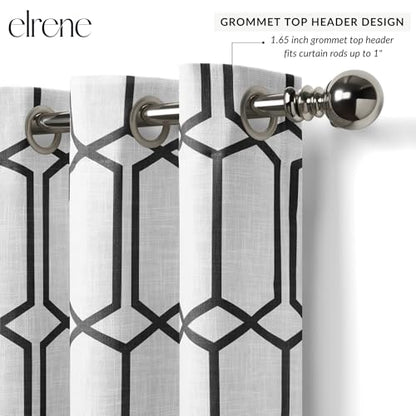 Kaiden Geometric Room Darkening Window Curtain, Black - 52" W x 84" L
