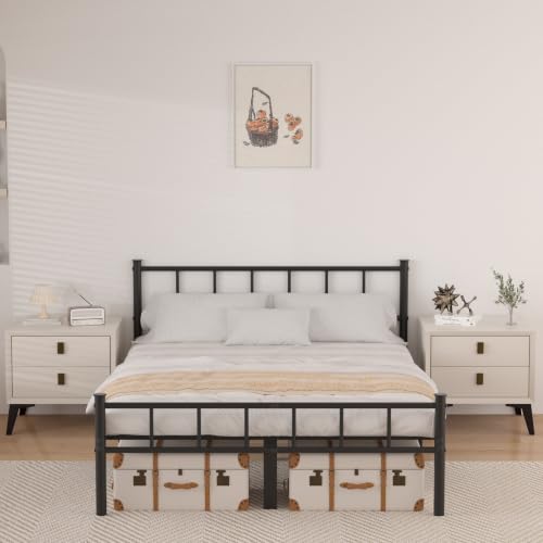 Full Bed Frame with Headboard,Steel Slat Support,Easy Assembly, view 2
